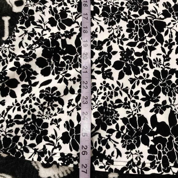 SLOANE & SADIE Black white flocked floral print sleeveless peplum top LARGE XL - Picture 7 of 15